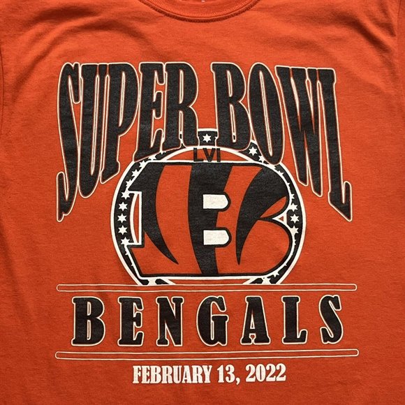 NFL Football Cincinnati Bengals Super Bowl LVI 2022 Orange Shirt Men Small - Picture 3 of 11